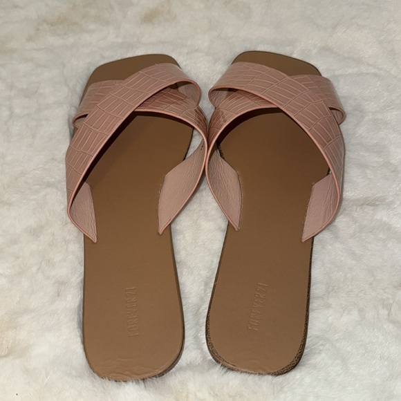 Forever 21 Croc Vegan Leather Slides Sandals Pink Women’s Size 9 - Picture 4 of 9